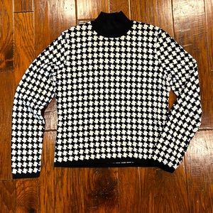 Vintage Jones New York Houndstooth Mock Neck Sweater Vintage 90s Y2K